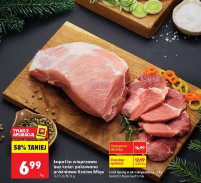 Łopatka wieprzowa bez kości pakowana próżniowo  promocja w Biedronka