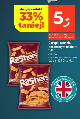 Chrupki o smaku bekonowym Rashers 180 g promocja w Dealz