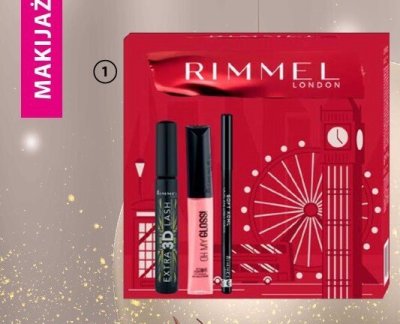 Zestaw RIMMEL tusz do rzęs + błyszczyk do ust + kredka do oczu promocja w Hebe