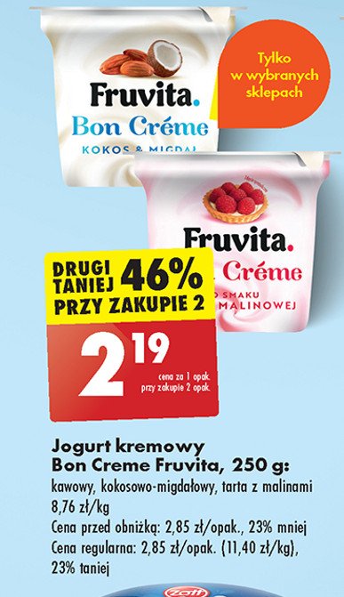 Jogurt kokosowo-migdałowy Fruvita bon creme promocja