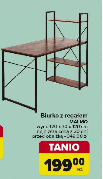 Biurko z regałem malmo 120 x 120 x 70 cm promocja