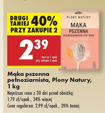 Mąka pszenna pełnoziarnista typ 1850 Plony natury promocja w Biedronka