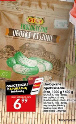 Ogórki kiszone ekologiczne Stan, 1 kg / 400 g promocja w Twój Market