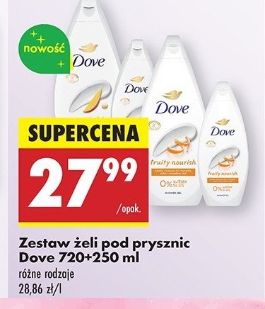 Żel pod prysznic fruity nourishing 720 ml + 250 ml Dove promocja w Biedronka