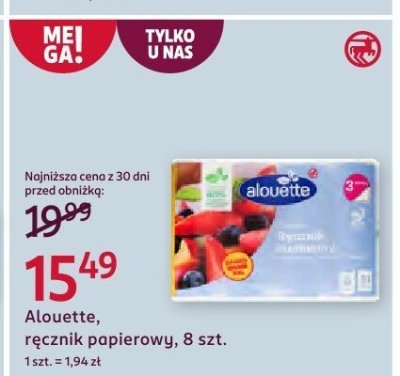 Ręcznik papierowy Alouette, 8 szt. promocja w Rossmann
