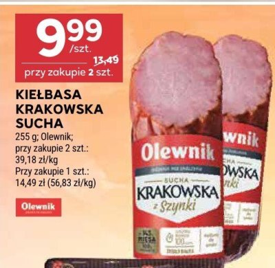 Kiełbasa krakowska sucha Olewnik promocja w Stokrotka