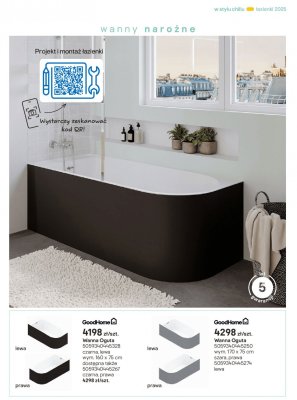 Wanna narożna Oguta czarna lewa promocja w Castorama