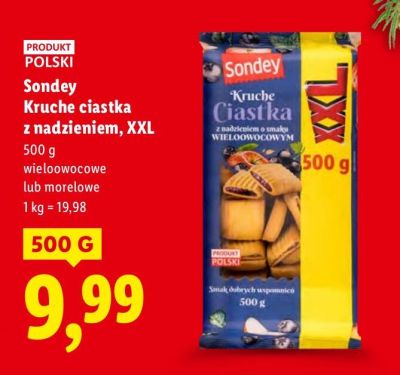 Ciastka Sondey Kruche ciastka z nadzieniem, XXL wieloowocowe lub morelowe promocja w Lidl