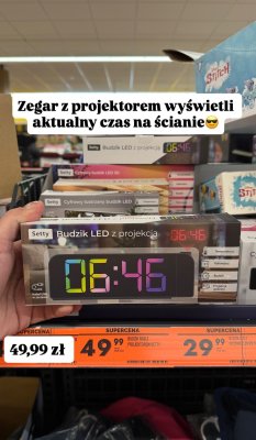 Budzik LED z projekcją Setty promocja w Biedronka