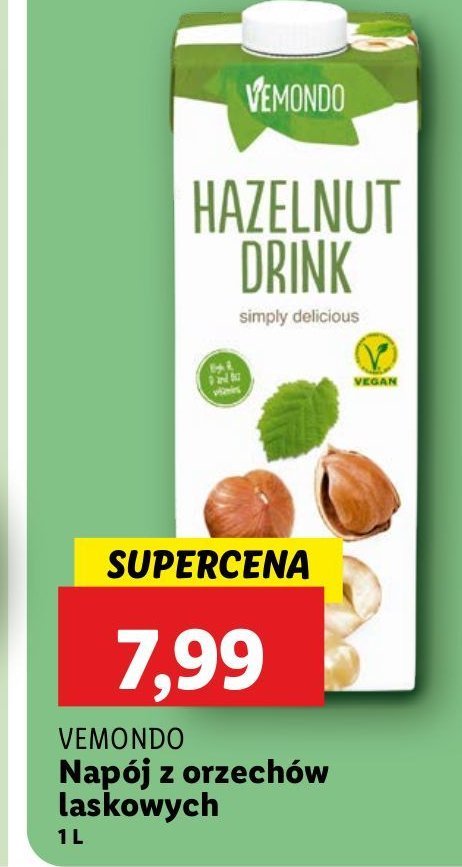 Napój z orzechów laskowych Vemondo promocja w Lidl