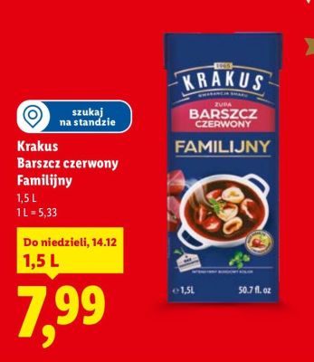 Barszcz czerwony Familijny Krakus promocja w Lidl