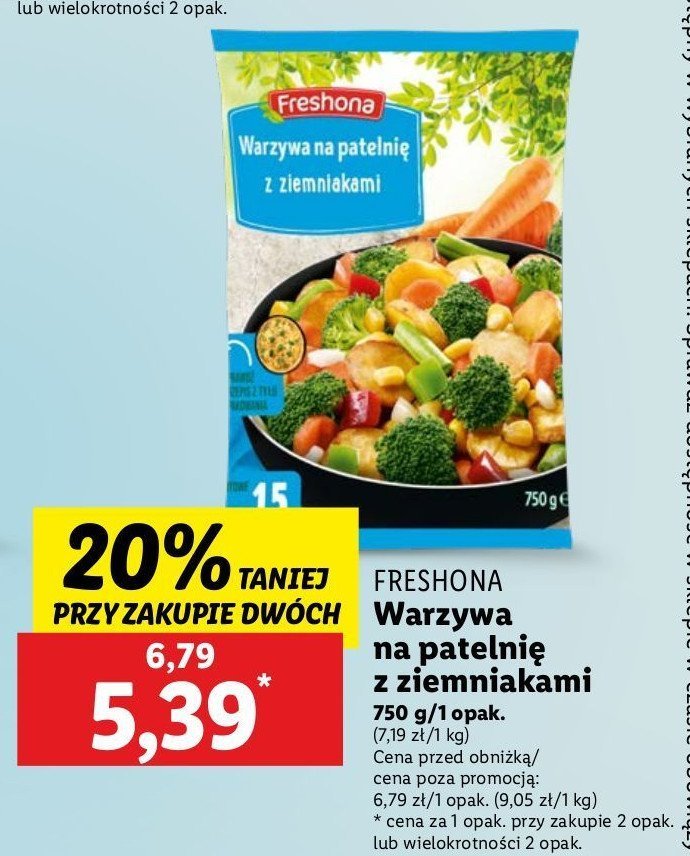 Warzywa na patelnie z ziemniakami Freshona promocja