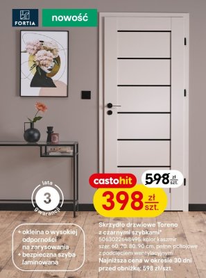 Drzwi skrzydło drzwiowe Toreno z czarnymi szybkami promocja w Castorama
