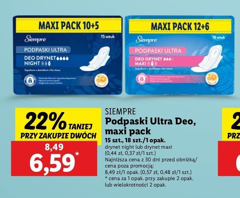 Podpaski ultra maxi Siempre promocja