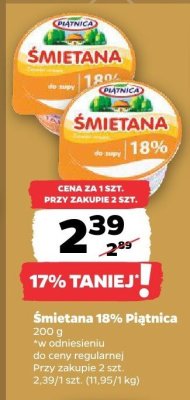 Śmietana 18% Piątnica promocja w Netto