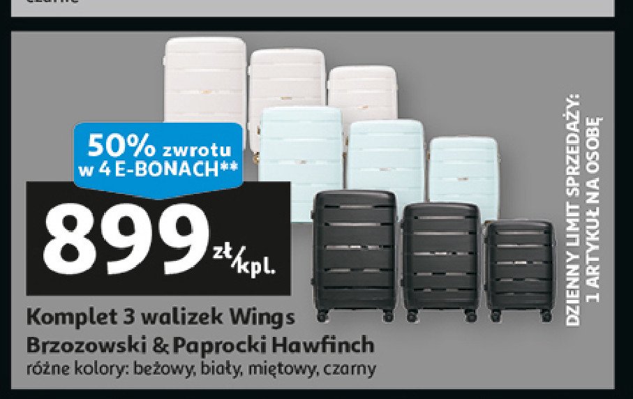 Walizki wings brzozowski & paprocki promocja w Auchan