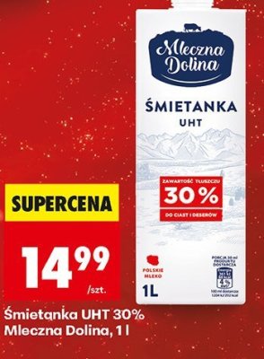 Śmietanka UHT 30%  promocja w Biedronka