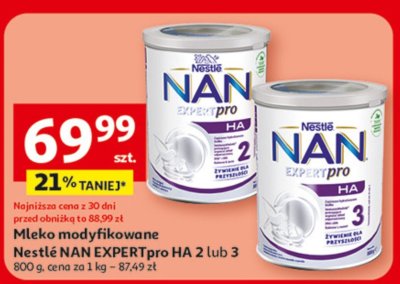Mleko modyfikowane Nestlé NAN EXPERT pro HA 2 lub 3, 800 g promocja w Auchan