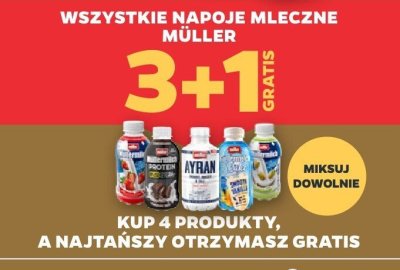 Wszystkie napoje mleczne 3+1 gratis promocja w Netto