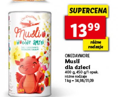 Musli owocowe smyki z truskawkami i bananami One day more promocja
