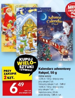 Kalendarz adwentowy Rakpol, 50 g różne rodzaje promocja w Twój Market