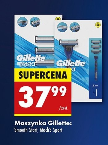 Maszynka do golenia + 3 wkłady Gillette mach3 sport promocja w Biedronka