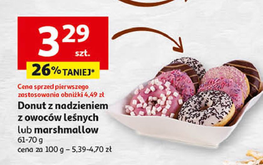 Donut z nadzieniem owoce leśne promocja w Auchan