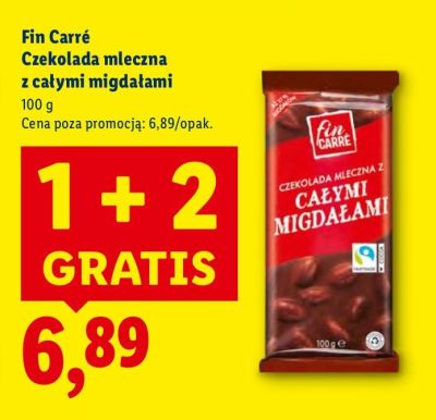 Czekolada Fin Carré Czekolada mleczna z całymi migdałami promocja w Lidl