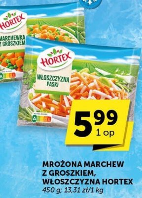 Mrożona marchew z groszkiem, włoszczyzna Hortex promocja w Euro Sklep
