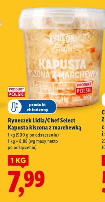 Kapusta kiszona z marchewką Ryneczek Lidla/Chef Select promocja w Lidl