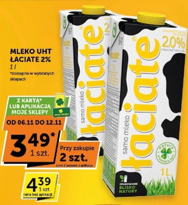 Mleko UHT Łaciate 2% promocja w Groszek