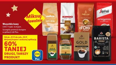 Kawa wszystkie rodzaje drugi produkt -60% promocja w Lidl