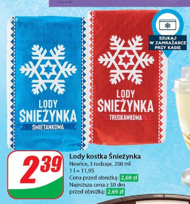 Lody śnieżynka truskawkowe Śnieżynka promocja