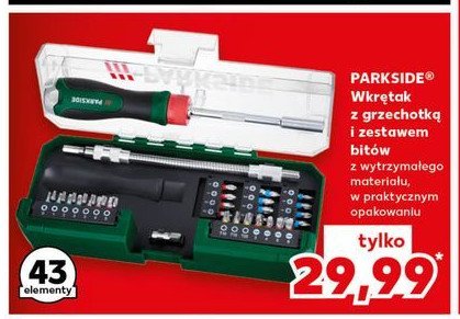 Wkrętak z grzechotką i zestawem bitów Parkside promocja w Kaufland