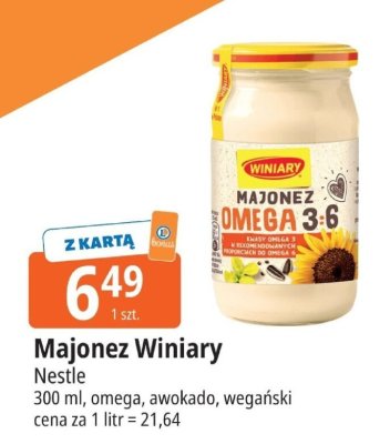 Majonez omega/awokado/wegański Winiary promocja w Leclerc