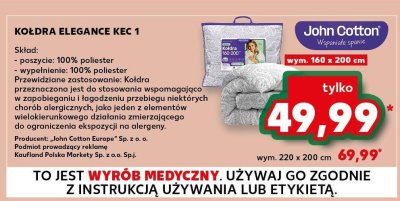 Kołdra ELEGANCE KEC 1 John Cotton 220 x 200 cm promocja w Kaufland