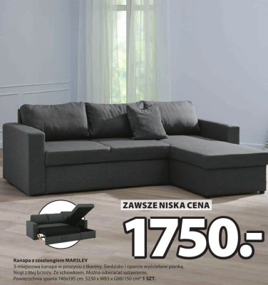 Kanapa z szezlongiem MARSLEV promocja w Jysk