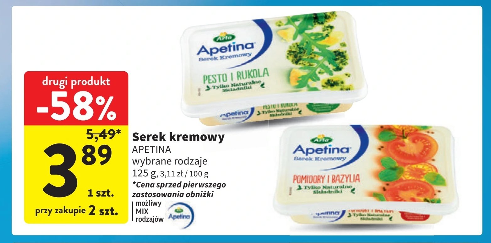 Serek pesto i rukola Arla apetina promocja w Intermarche