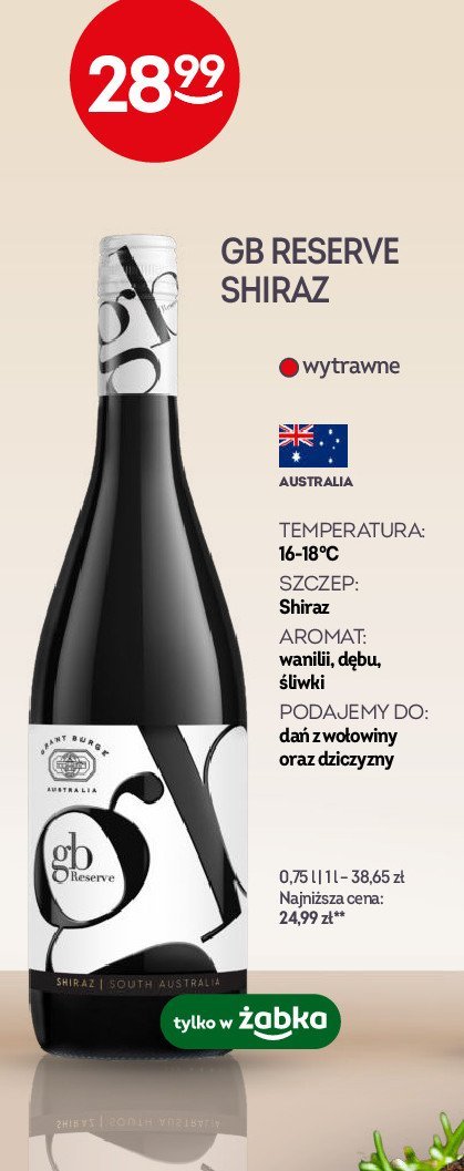 Wino Gb reserve shiraz promocja