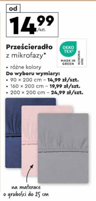 Prześcieradło z mikrofazy 160 x 200 cm Smukee promocja w Biedronka