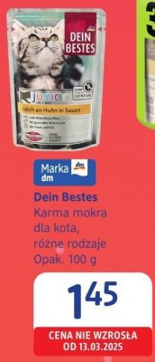 Karma mokra Dein Bestes dla kota różne rodzaje promocja w Drogerie DM