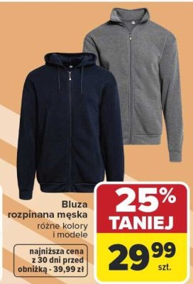 Bluza rozpinana męska różne kolory i modele najniższa cena z 30 dni przed obniżką - 39,99 zł promocja w Carrefour