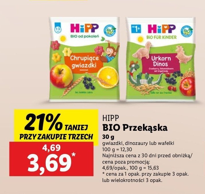 Chrupiące dinozaury Hipp promocja w Lidl