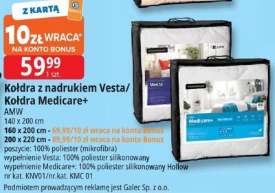 Kołdra z nadrukiem Vesta/Kołdra Medicare+ promocja w Leclerc