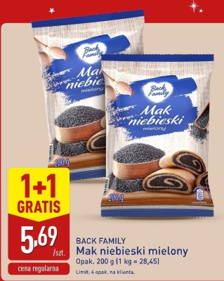 Mak niebieski mielony 200 g 1+1 GRATIS promocja w Aldi