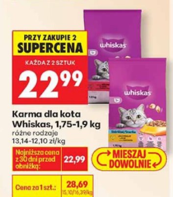 Karma dla kota Whiskas, 1,75-2 kg promocja w Biedronka