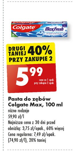 Pasta do zębów cooling crystals Colgate max fresh promocja