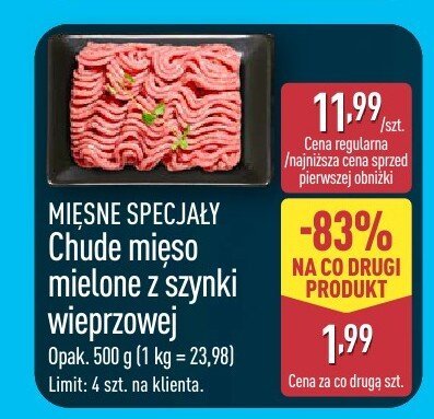 Mięso mielone z szynki wieprzowej promocja w Aldi
