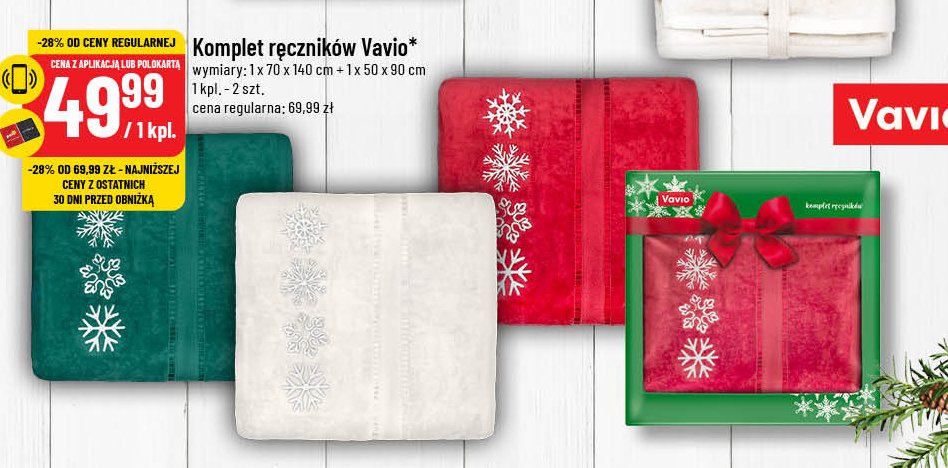 Komplet ręczników 70 x 140 + 50 x 90 cm Vavio promocja