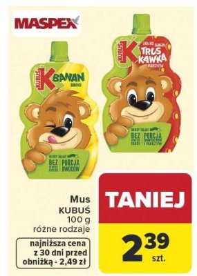 Mus Kubuś różne rodzaje promocja w Carrefour Market